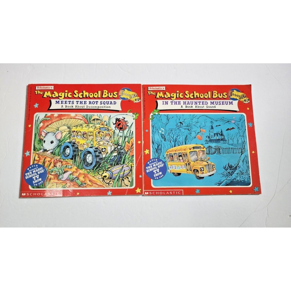 2 Magic School Bus Scholastic 1995 Vintage Book Lot Rot Squad Haunted Museum